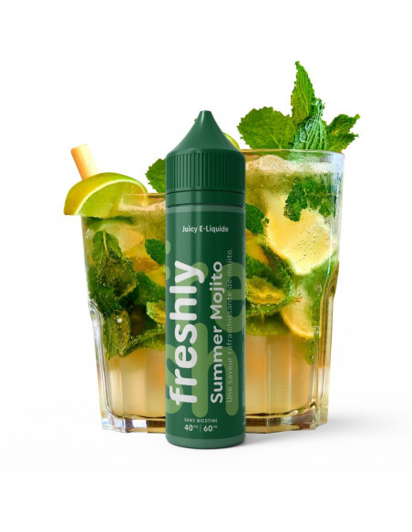 E‑liquide Freshly Summer Mojito 250 ml – Cocktail menthe citron, 40/60 PG‑VG, Made in France