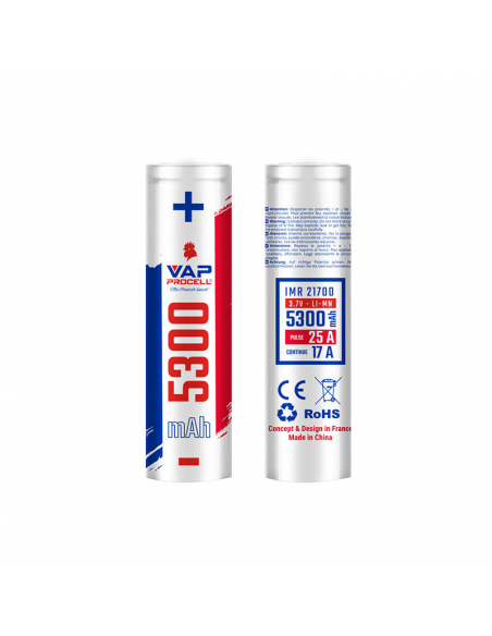 Accus IMR 21700 5300mAh 17A/CDM 25A Vap Procell